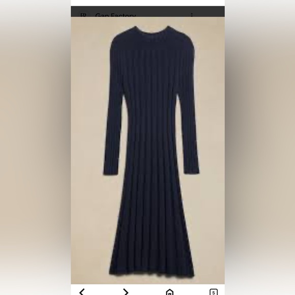 Banana Republic Dark Navy Ribbed Long-Sleeve Midi Dress - Picture 4 of 7